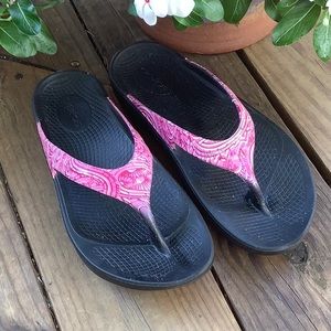 Oofos brand sandals.